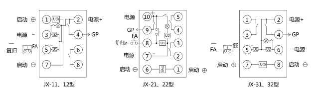 JX-12靜態(tài)信號繼電器內部接線及外部引線圖 JX-12靜態(tài)信號繼電器內部接線及外部引線圖